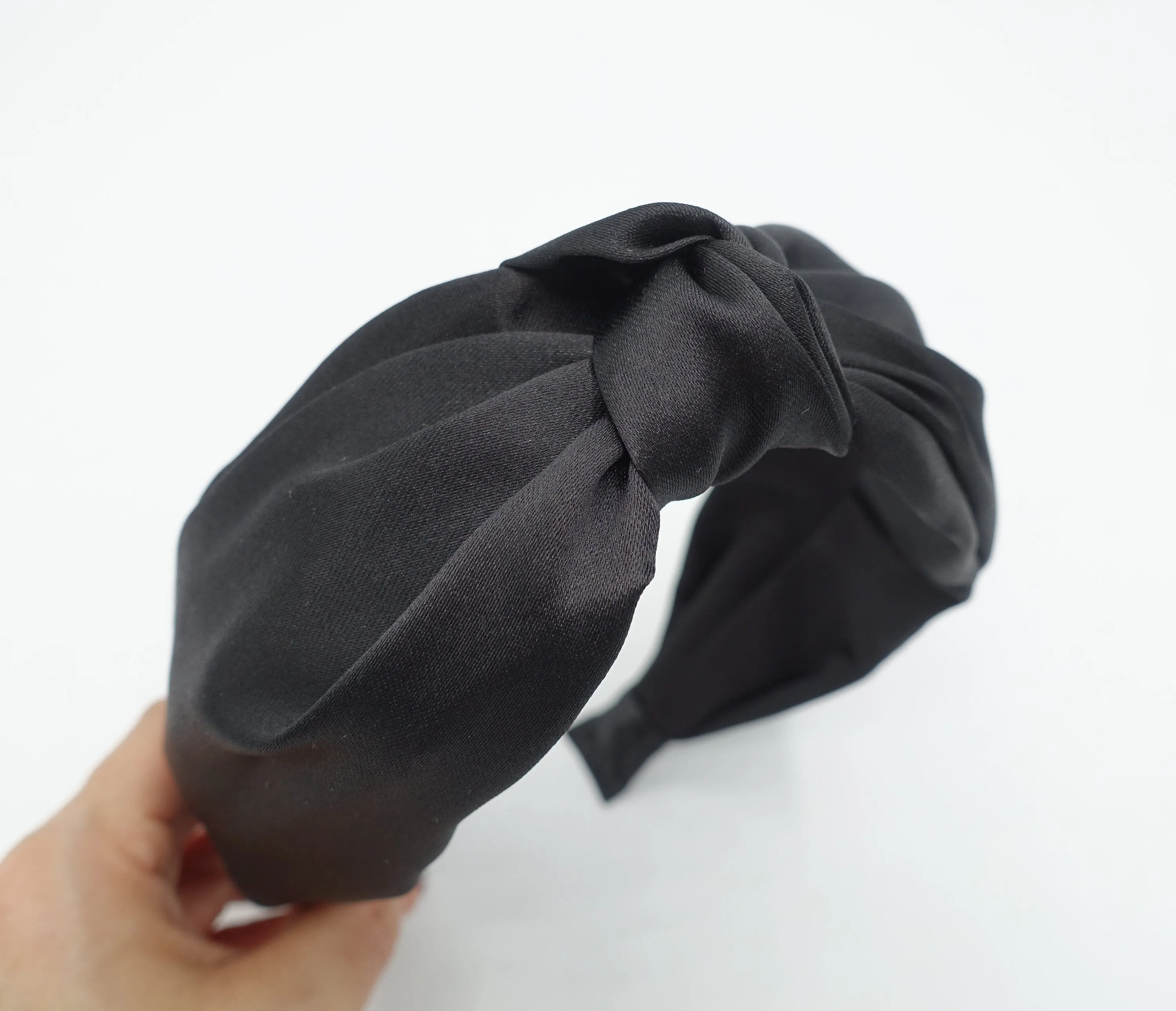 satin double layered knot headband solid hairband women hair accessory