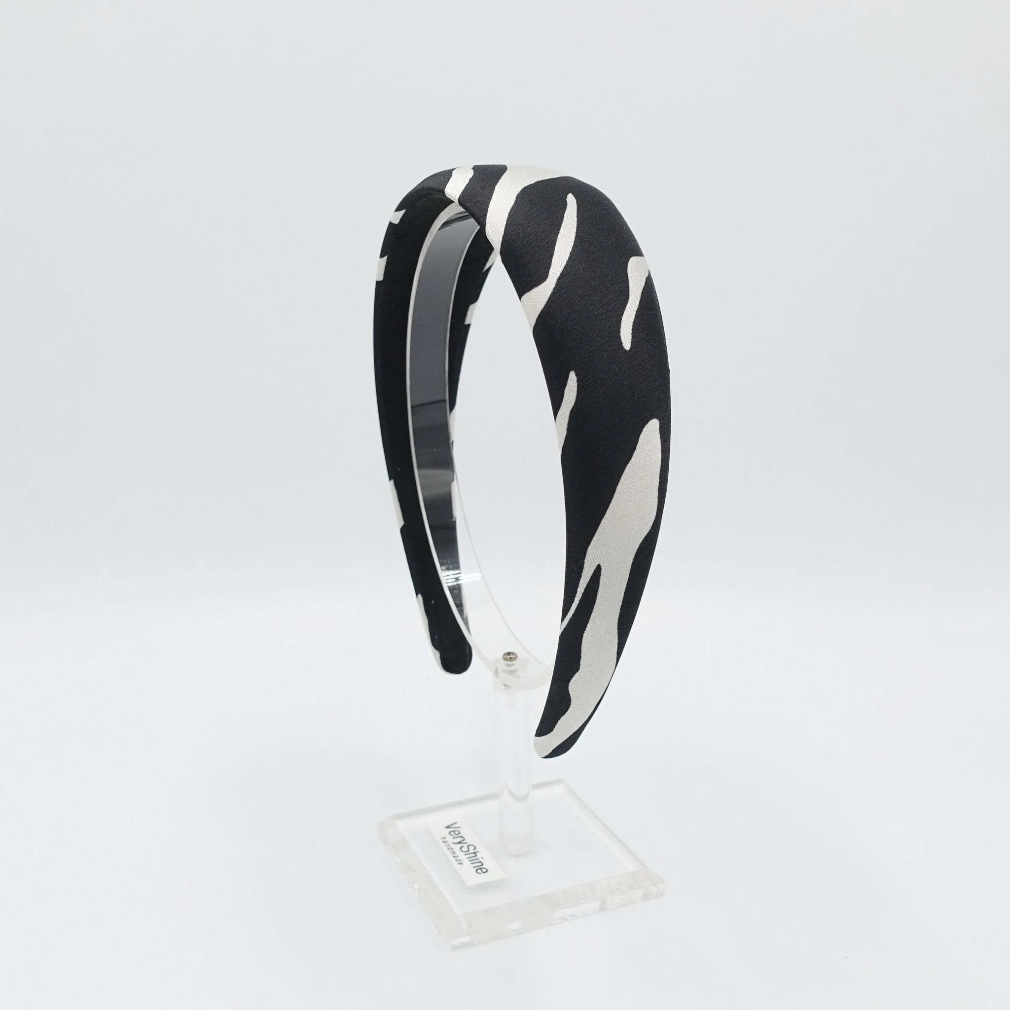 satin zebra print padded headband