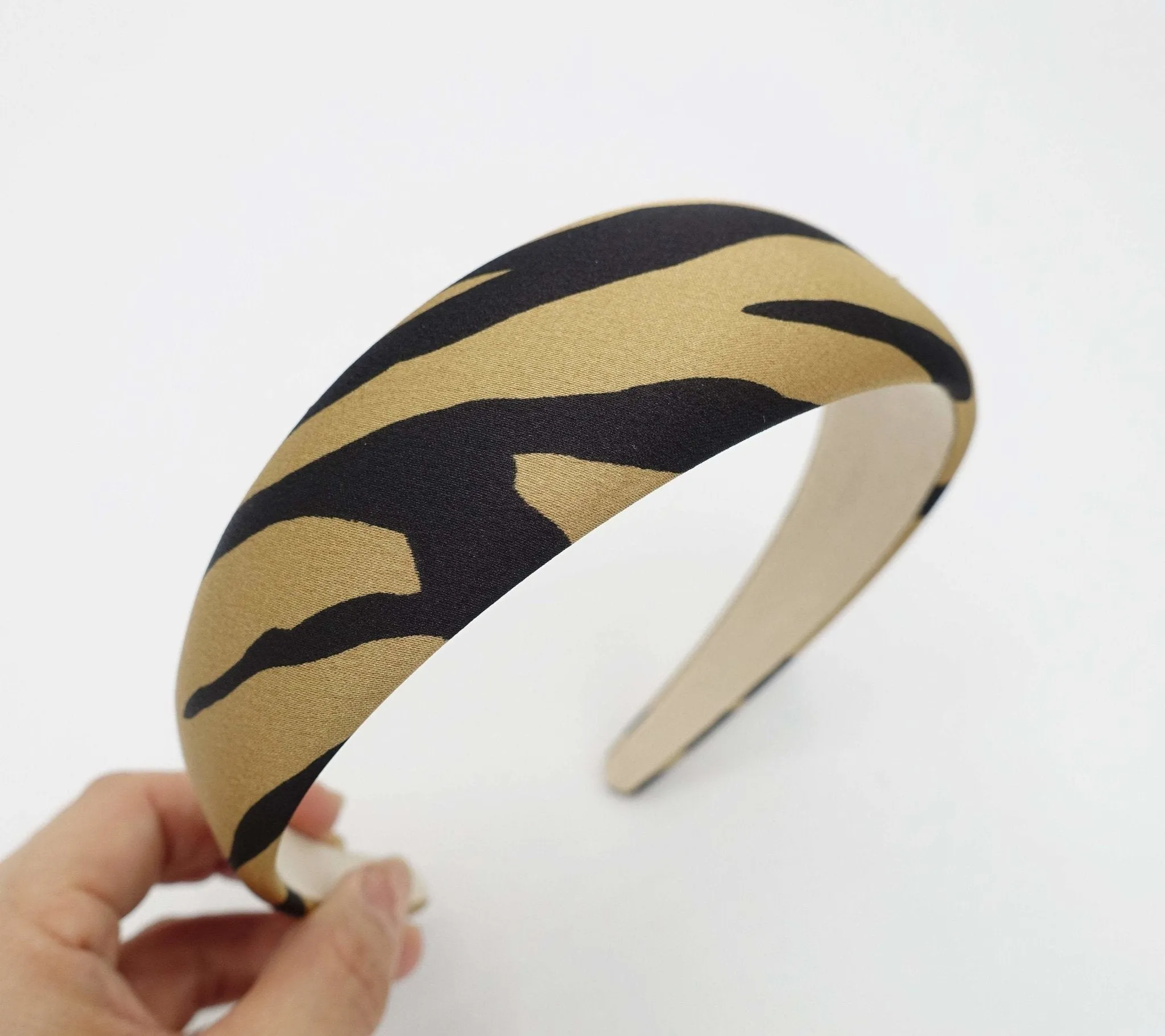 satin zebra print padded headband