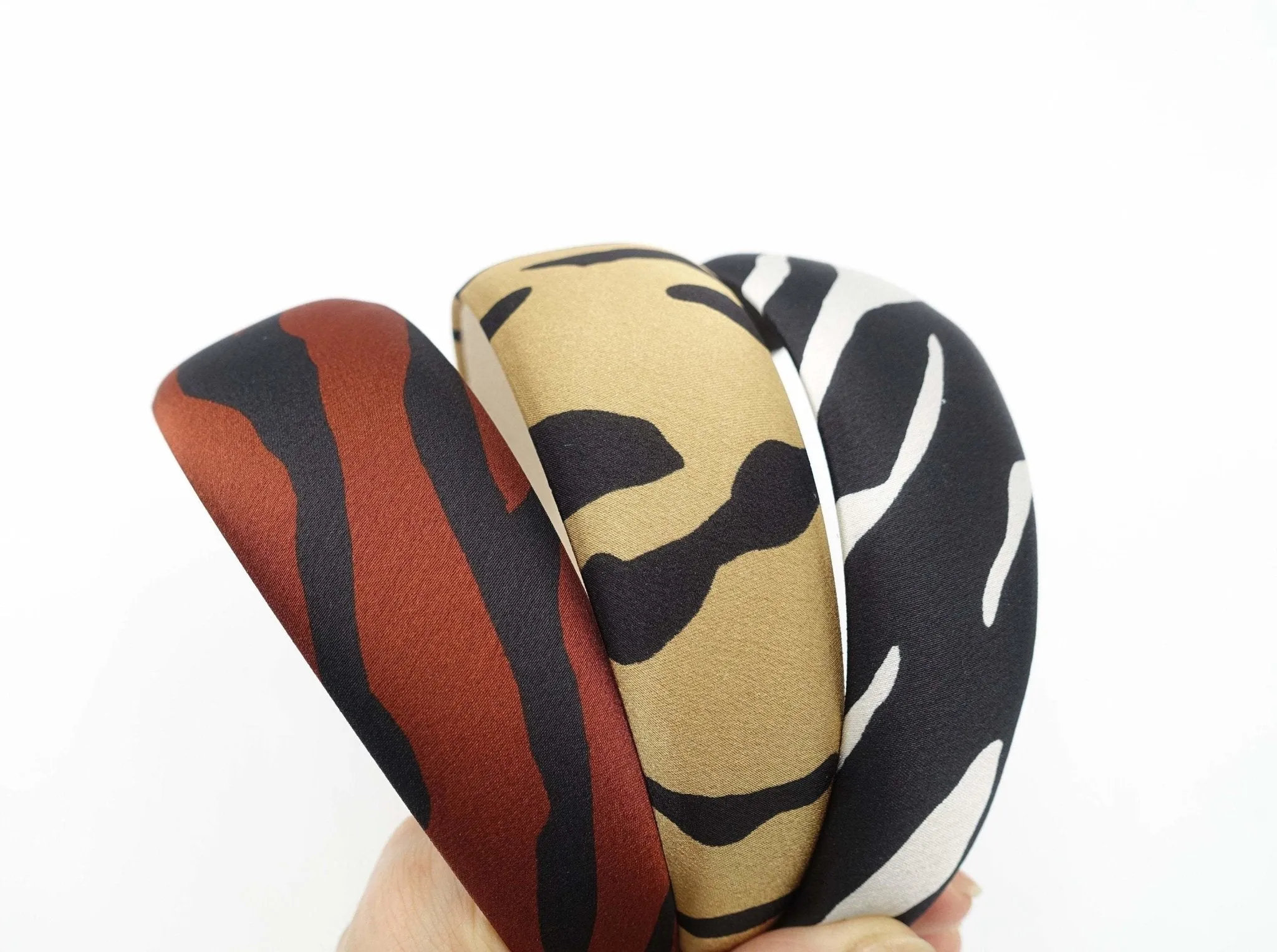 satin zebra print padded headband