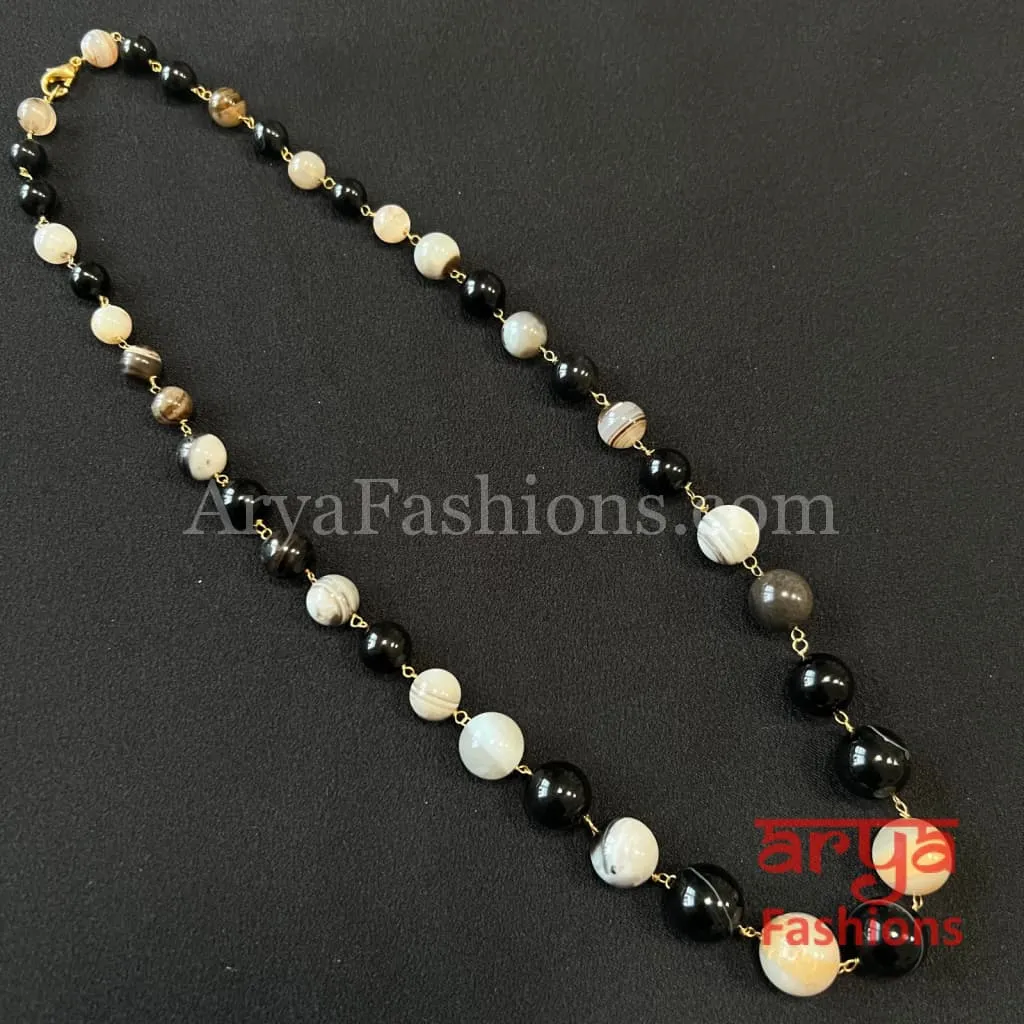 Sharvani Black Grey Beads Pearls Indian Necklace