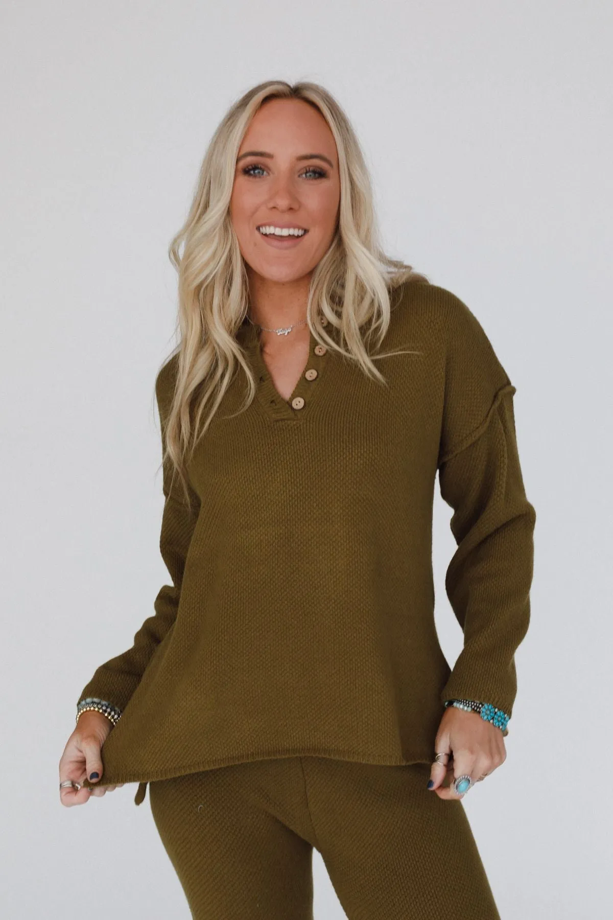 Sierra Slumber Waffle Knit Set - Olive