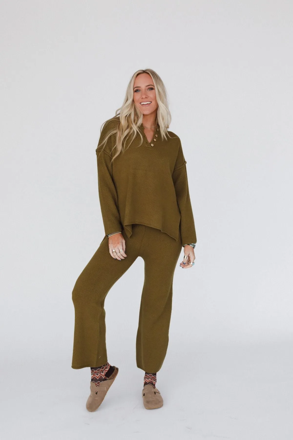 Sierra Slumber Waffle Knit Set - Olive