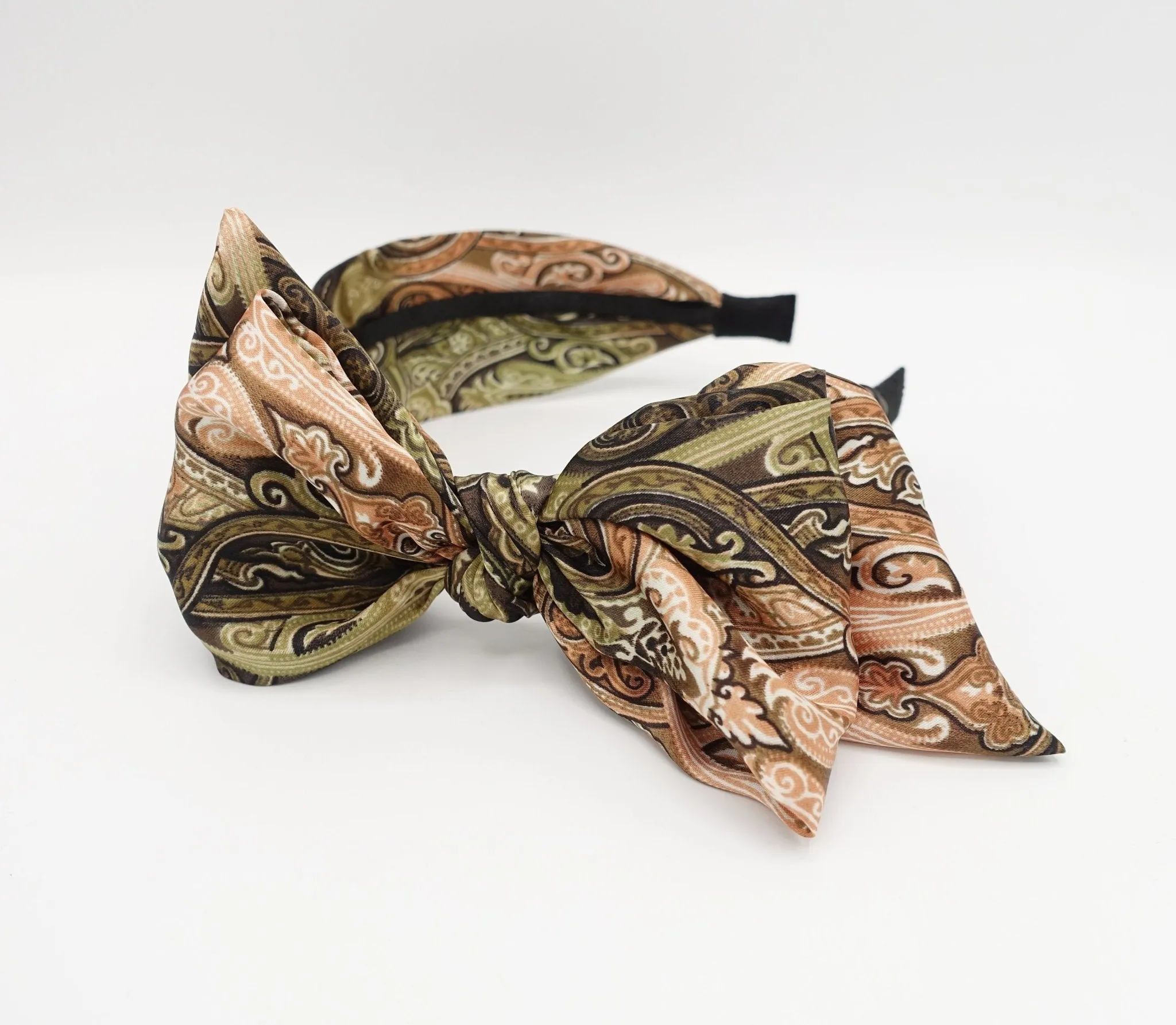 silk satin bow knot headband paisley print hairband luxury hair accessory for women