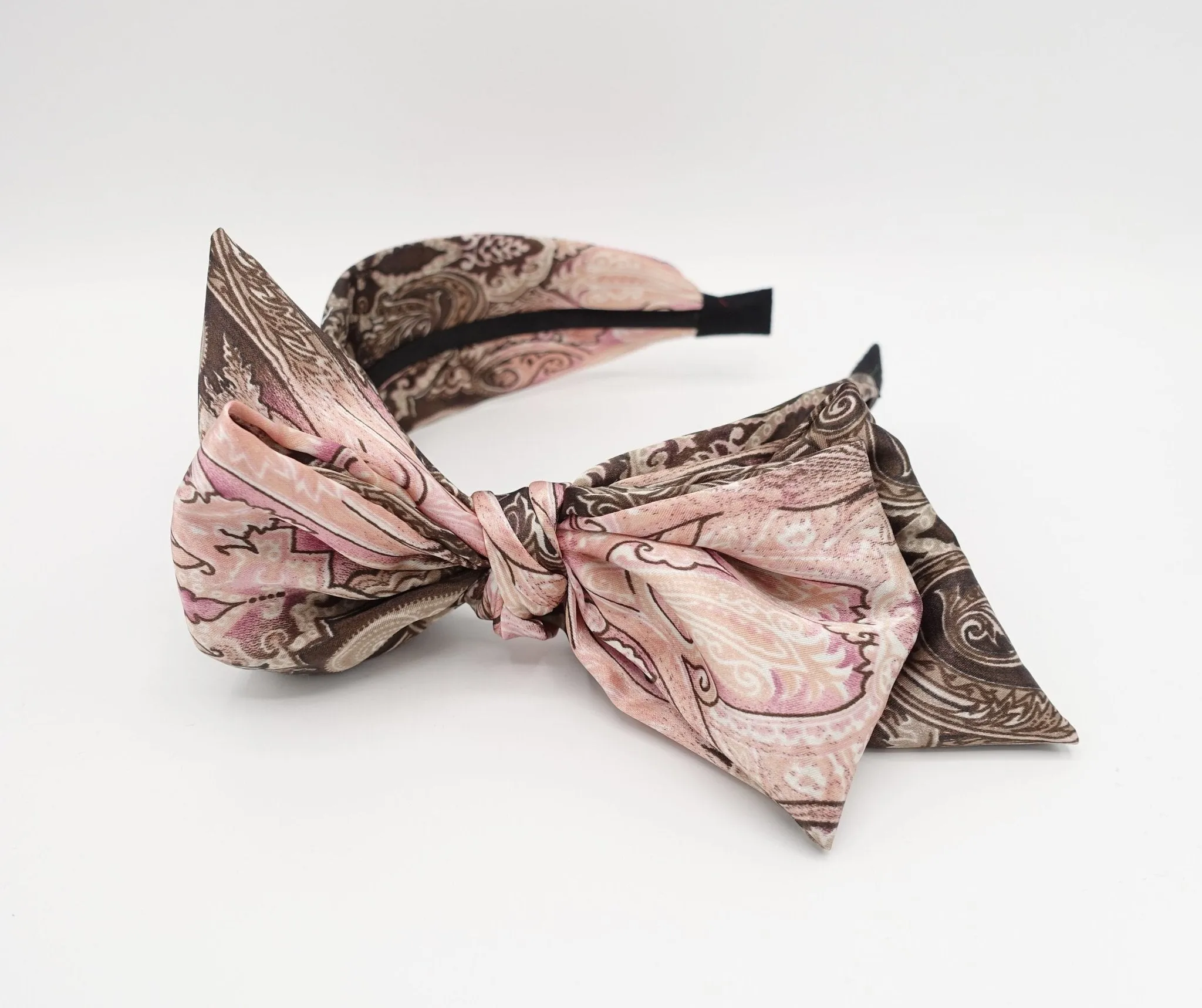 silk satin bow knot headband paisley print hairband luxury hair accessory for women