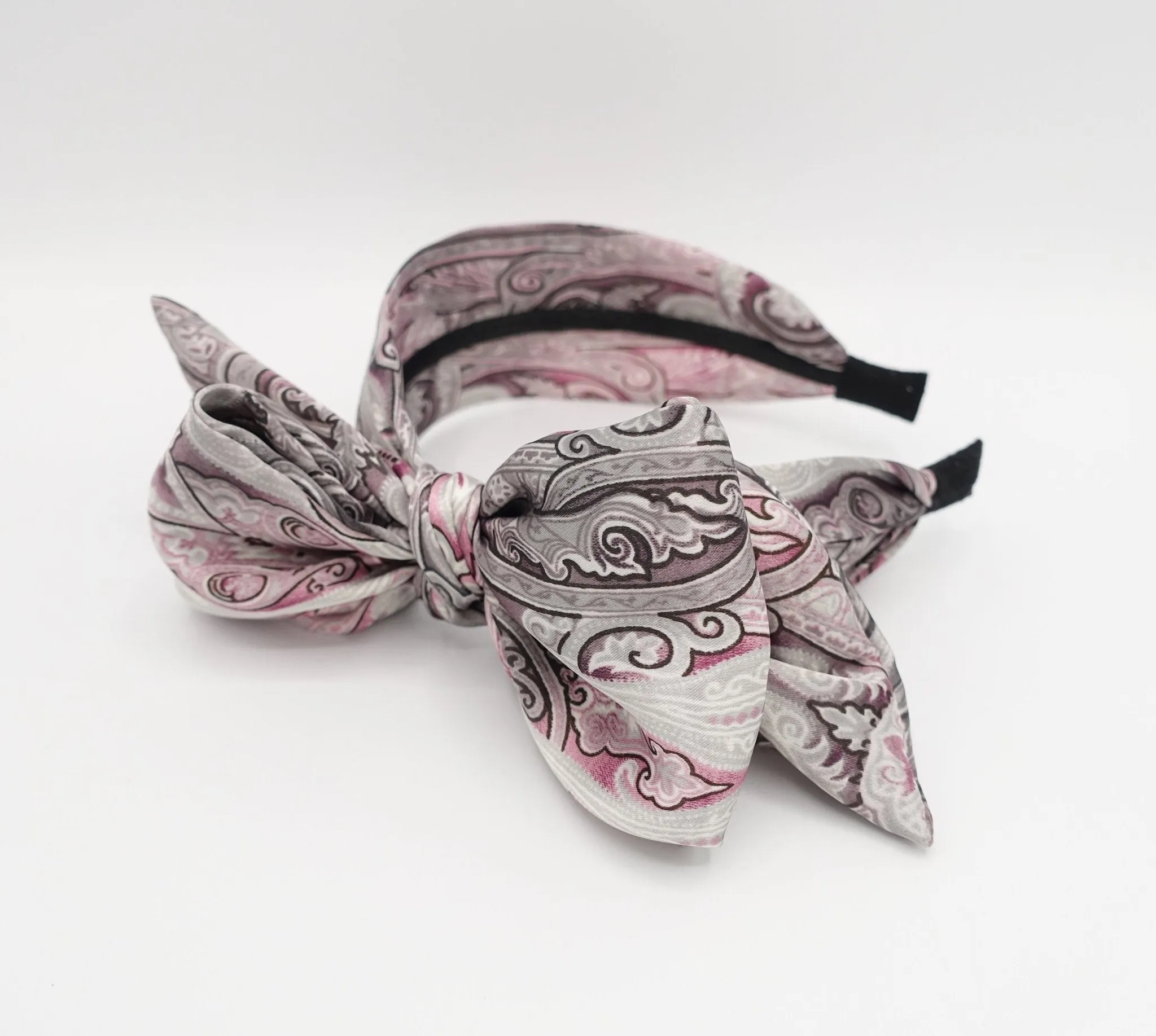 silk satin bow knot headband paisley print hairband luxury hair accessory for women