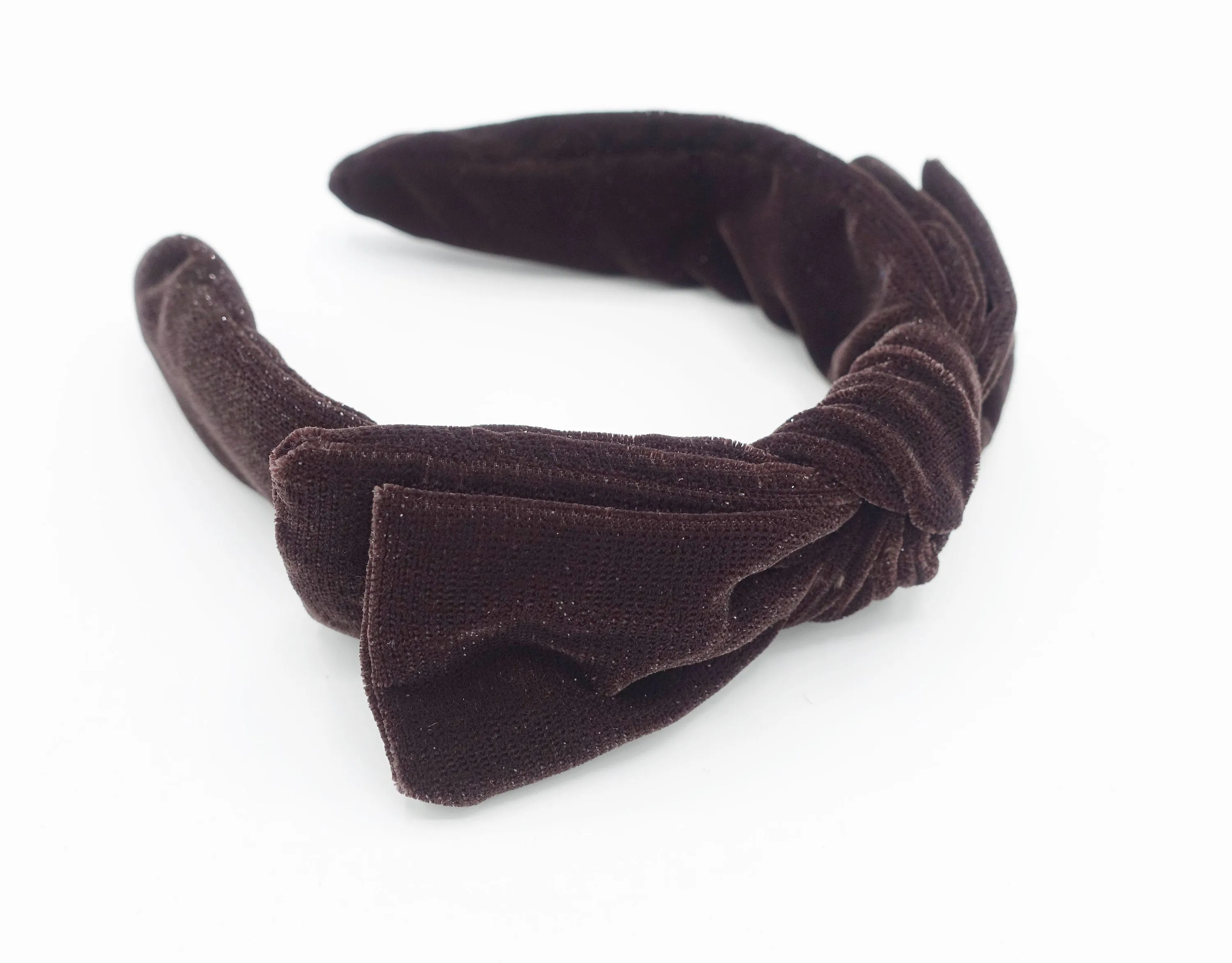 silk velvet solid shimmer headband wire bow hairband Women hair accessory