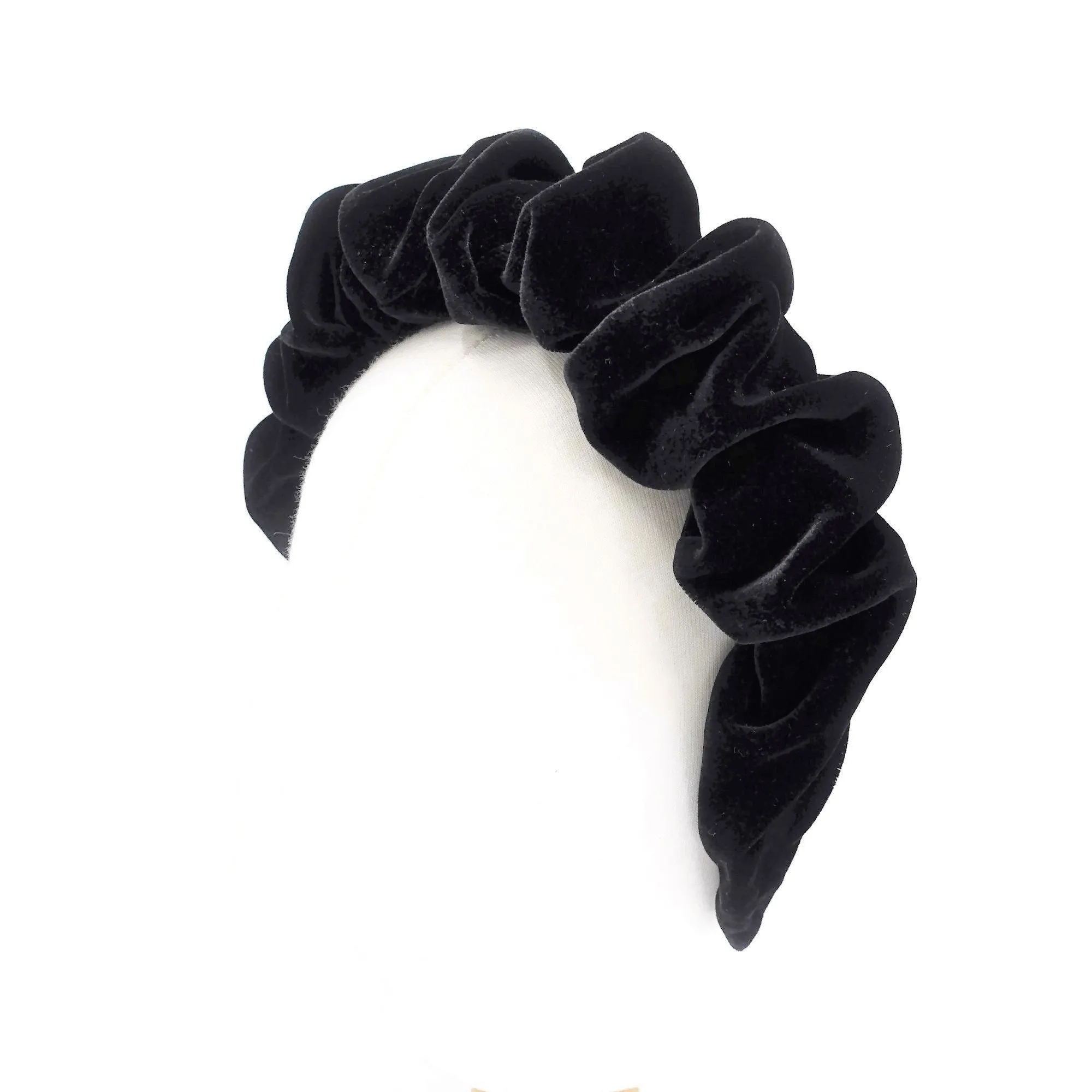 silk velvet volume wave headband luxury style black worm hairband for women