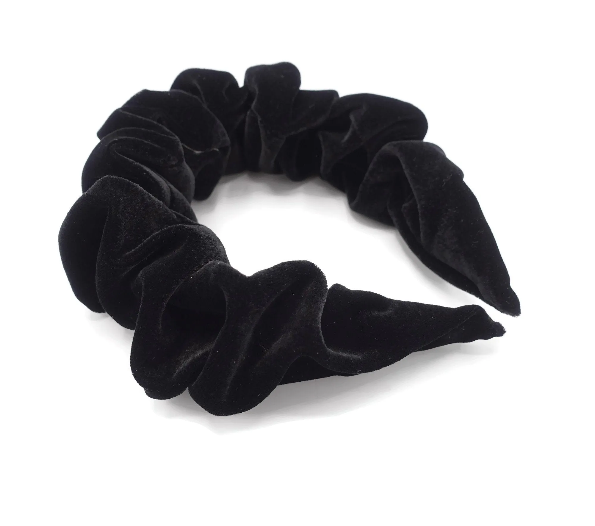 silk velvet volume wave headband luxury style black worm hairband for women