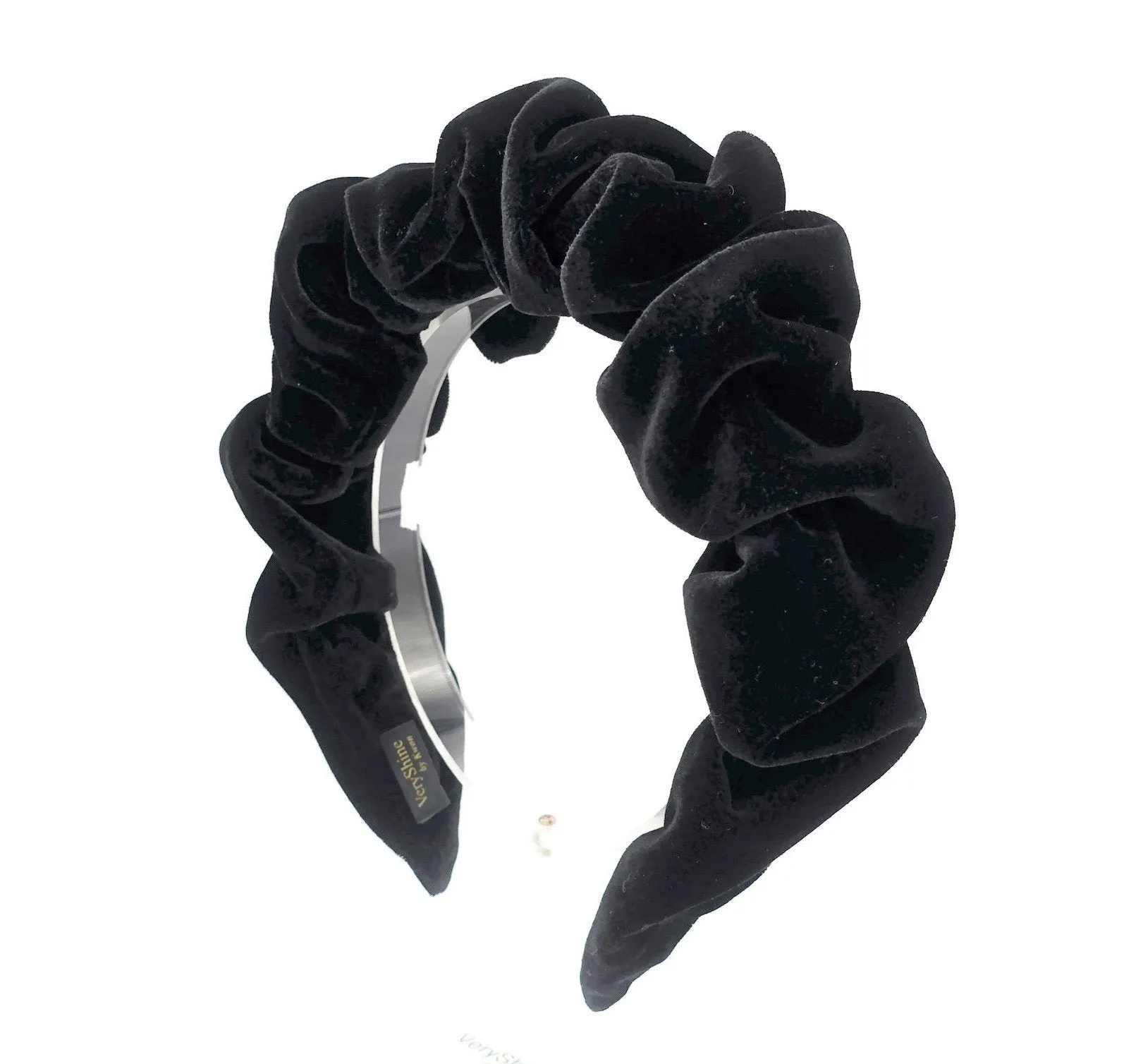 silk velvet volume wave headband luxury style black worm hairband for women