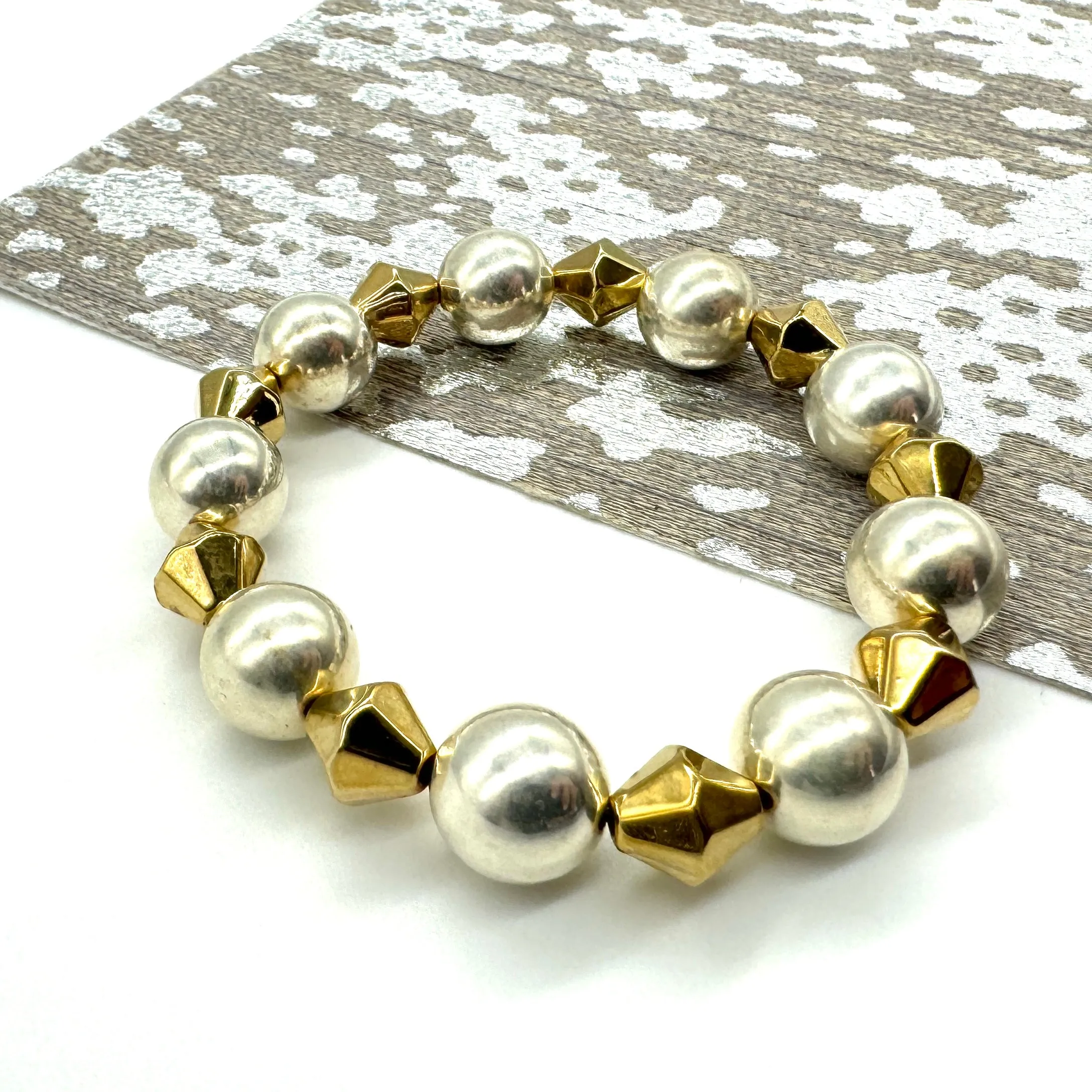 Silver & Gold Mixed Statement Stretch Bracelet