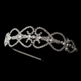 Silver Crystal Heart Headband