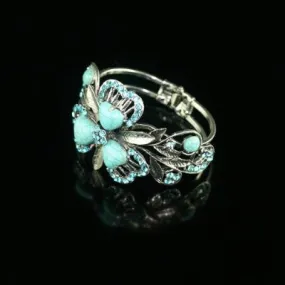 Silver Genuine Turquoise Shamrock Bracelet