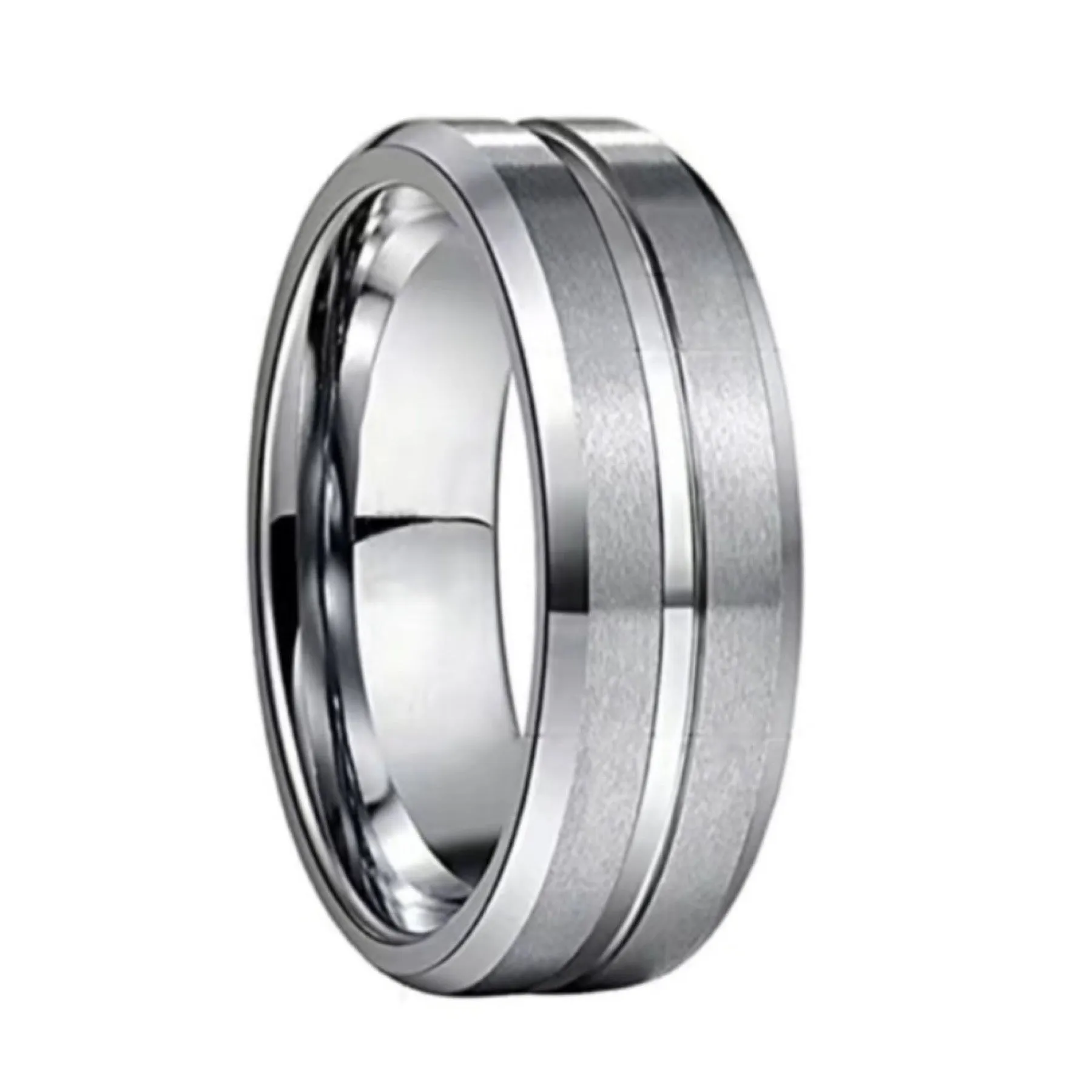 Silver Grooved Stainless Steel Ring