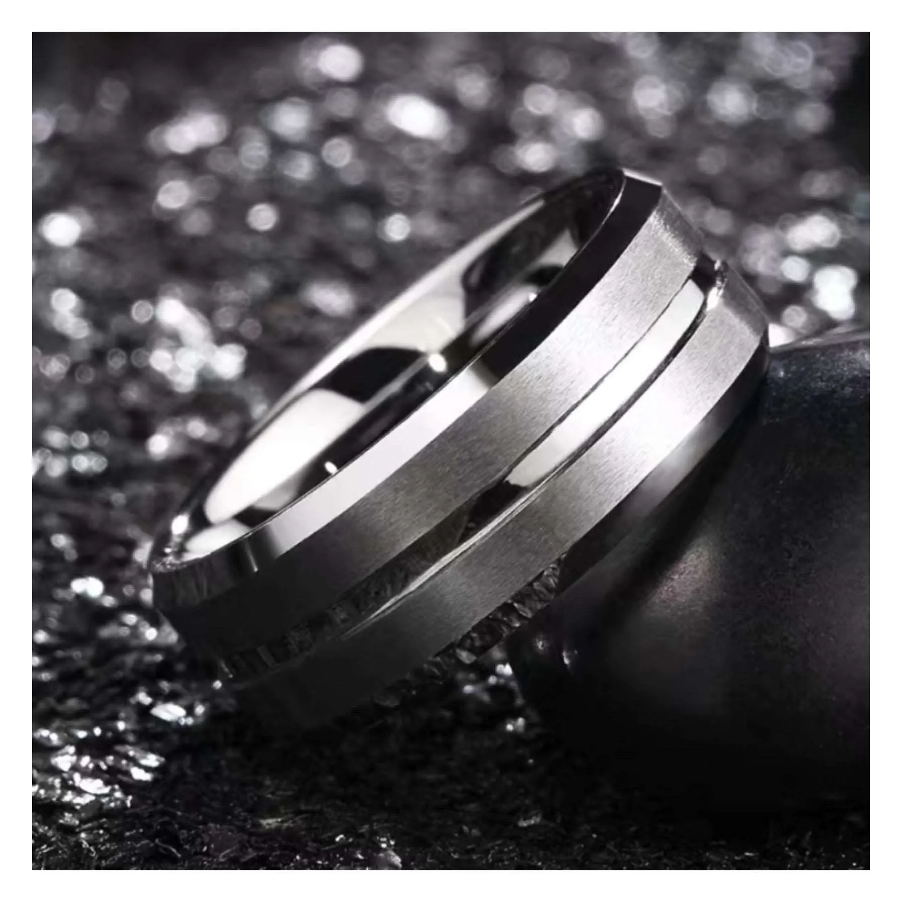 Silver Grooved Stainless Steel Ring