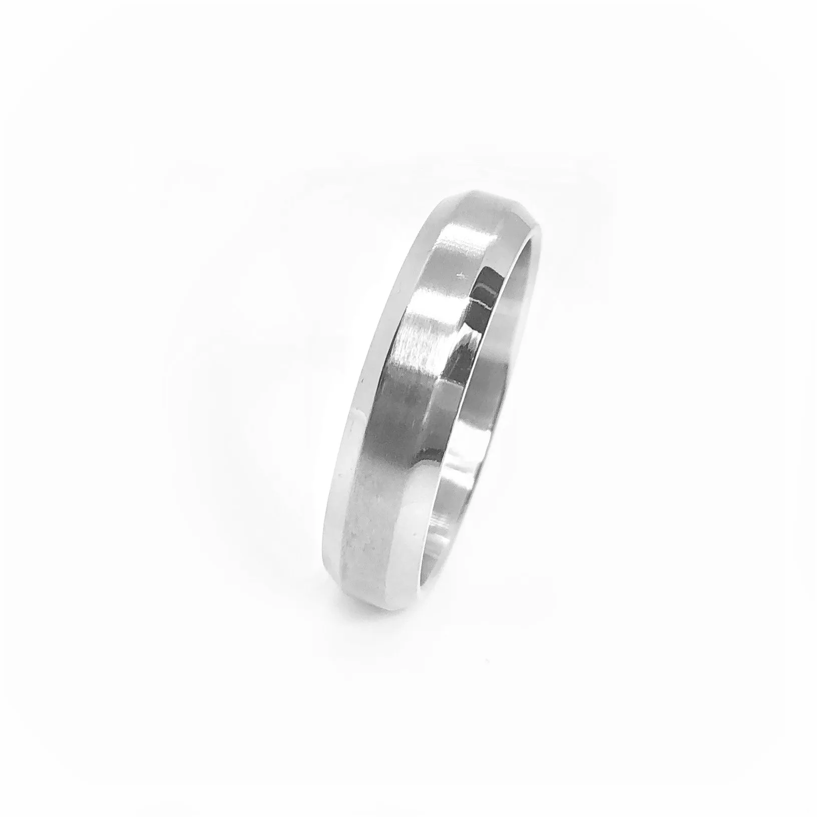 Simply Smooth Brushed Line Stainless Steel Band Ring