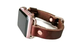 Single wrap watch band • Full grain brown leather