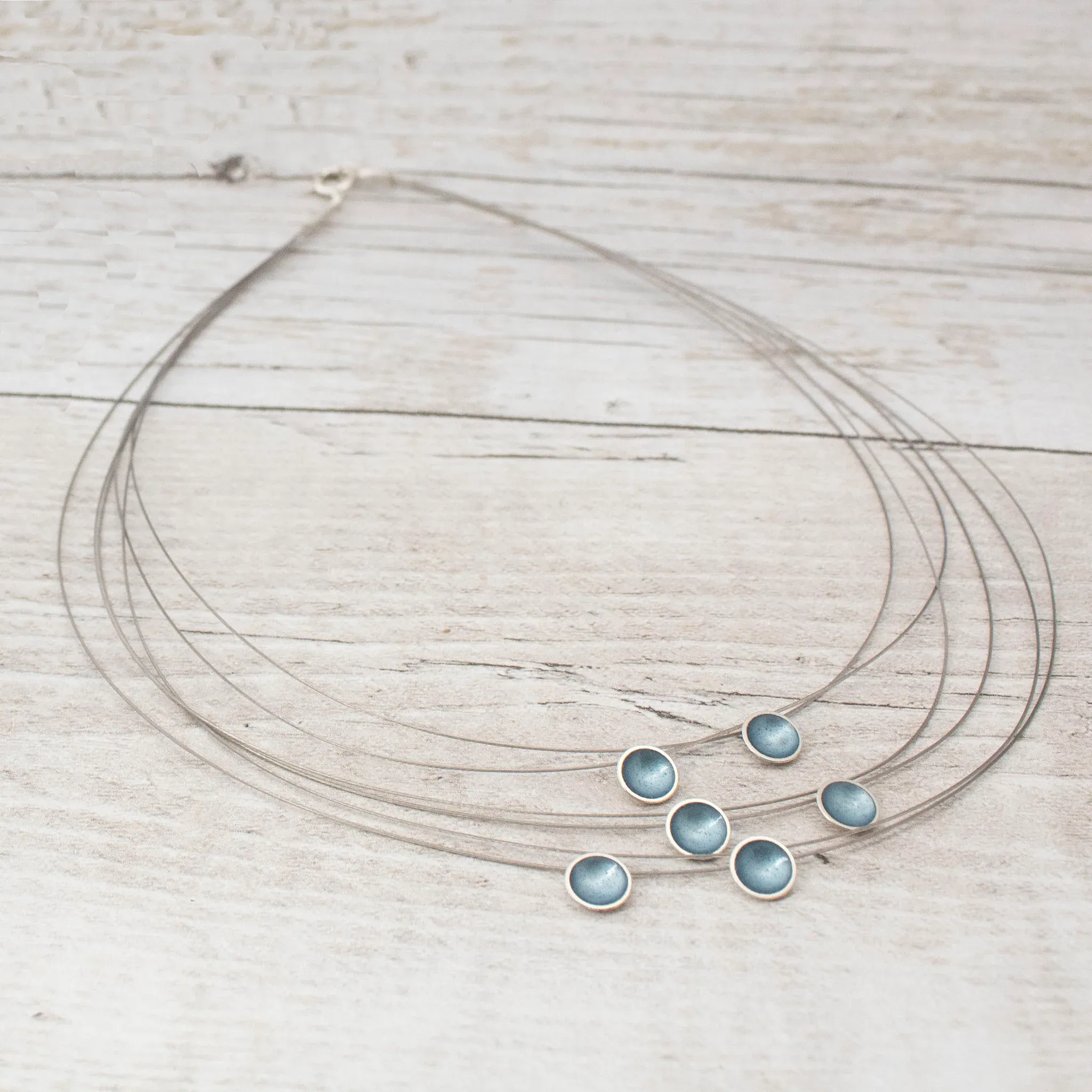 Six Strand Small Disc Enamel Necklace