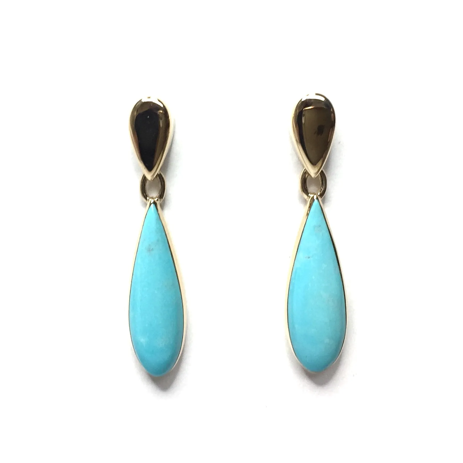 Sleeping Beauty Turquoise Tear Drop Inlaid Earrings