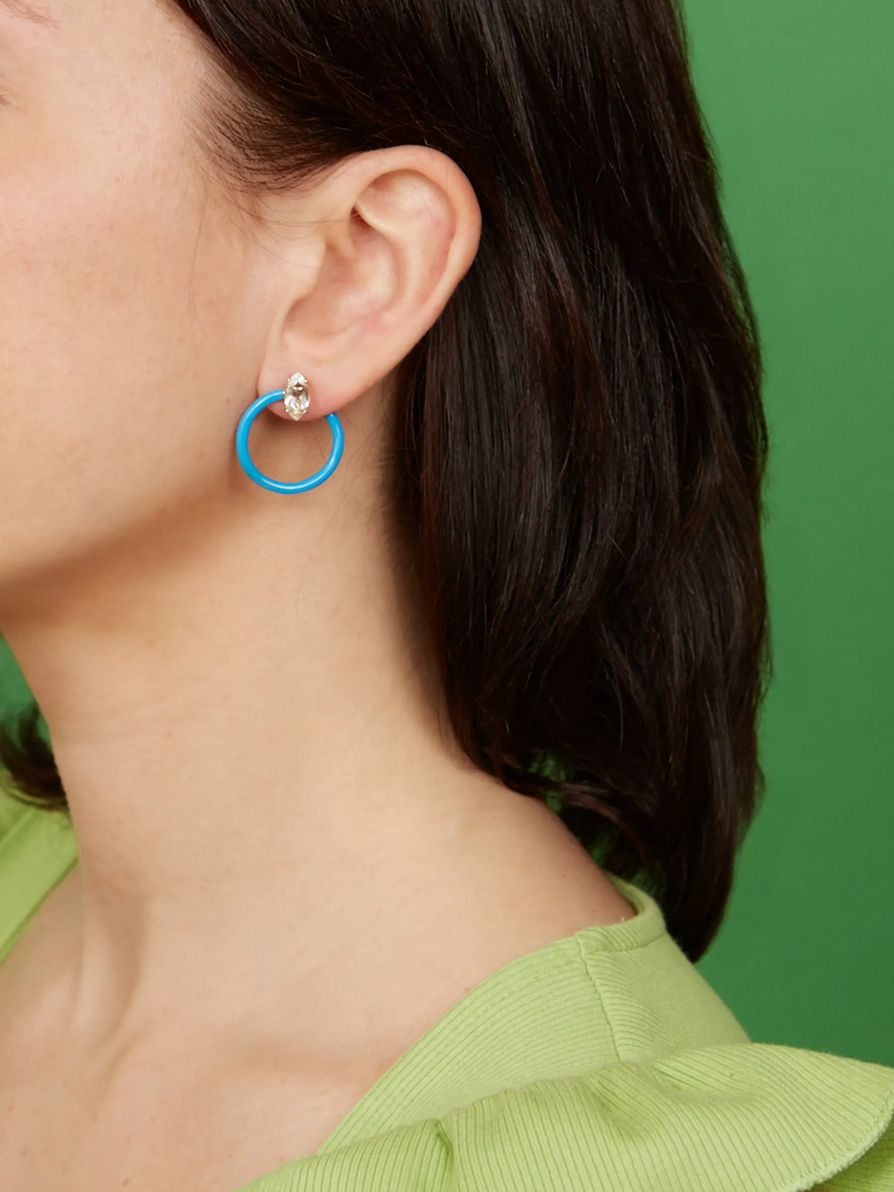 SMALL TENDRIL CIRCLE EARRINGS ~ IN TURQUOISE