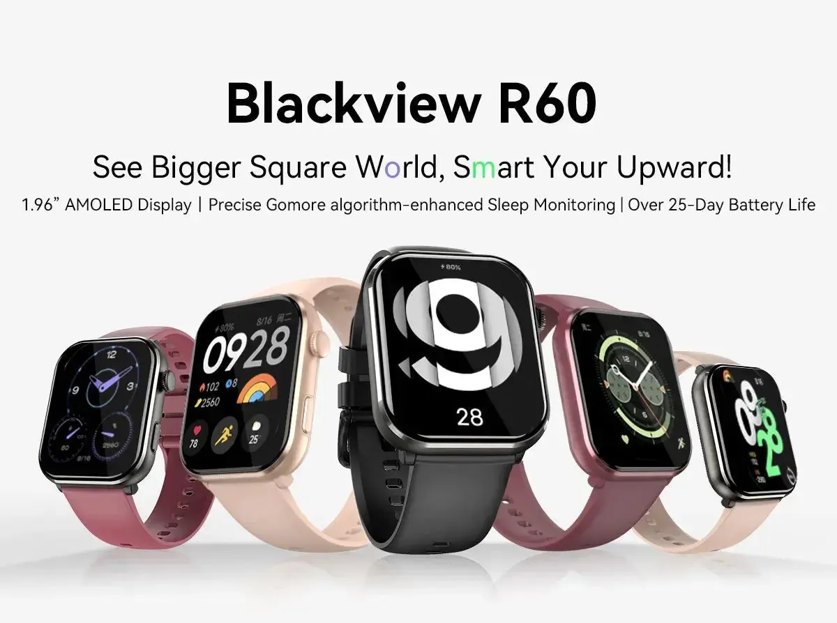 Smart Watch: Blackview Smartwatch R60 Watch 1.96'' AMOLED Display | Gift for Guys