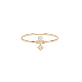 Stacked Mixed Cut Diamond Ring