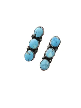 Stamped Sterling Silver Golden Hills Turquoise Earrings