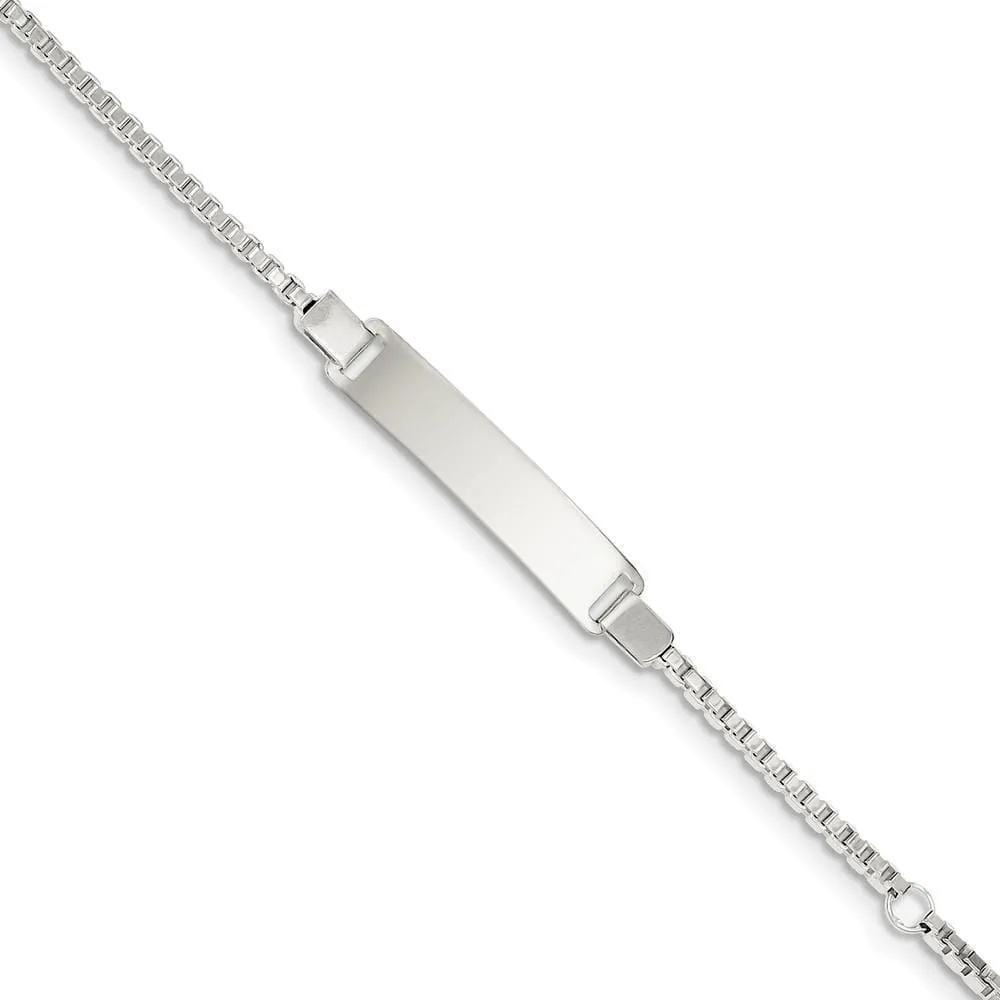 Sterling Silver Childrens ID Box Chain Bracelet