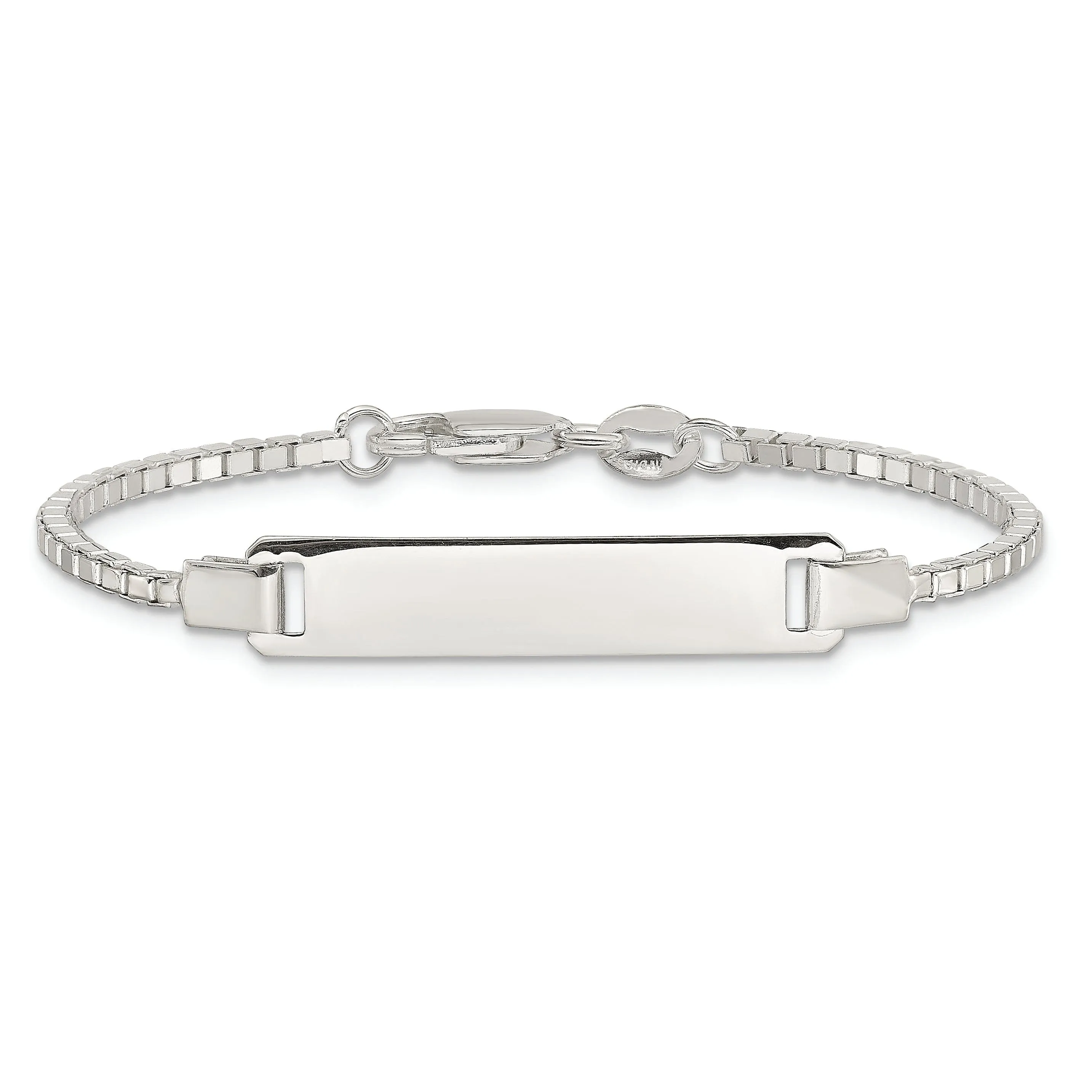 Sterling Silver Childrens ID Box Chain Bracelet