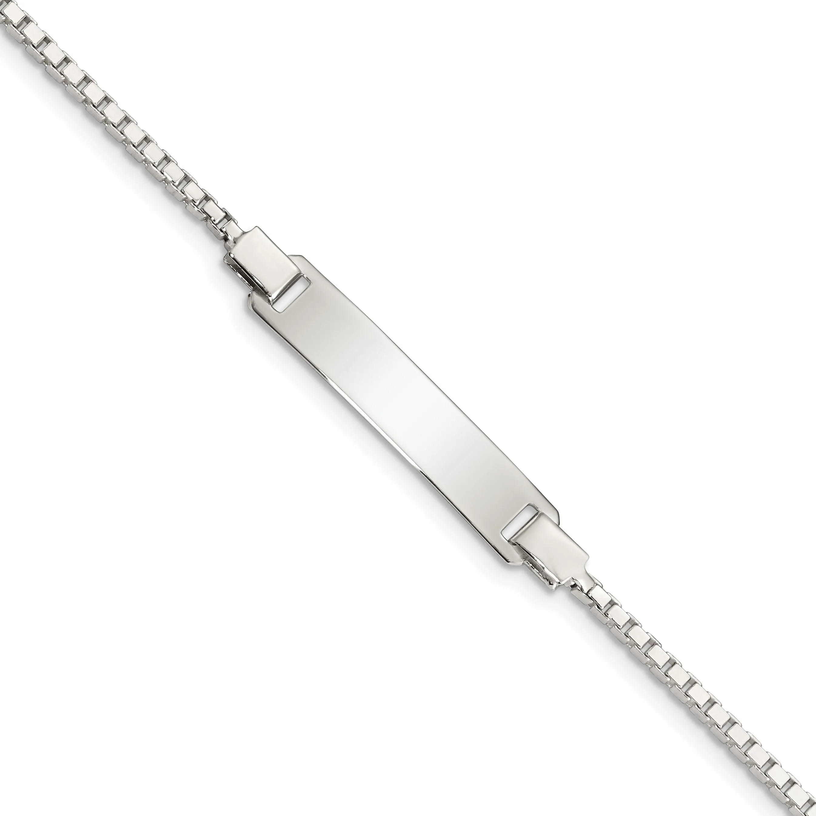 Sterling Silver Childrens ID Box Chain Bracelet