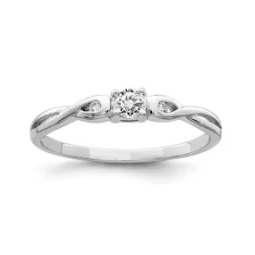 Sterling Silver CZ Round Infinity Side Accented Ring