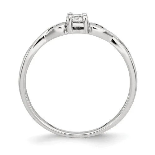 Sterling Silver CZ Round Infinity Side Accented Ring