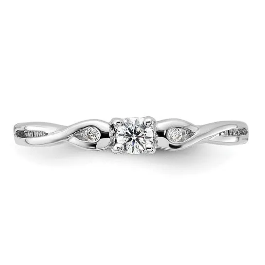 Sterling Silver CZ Round Infinity Side Accented Ring