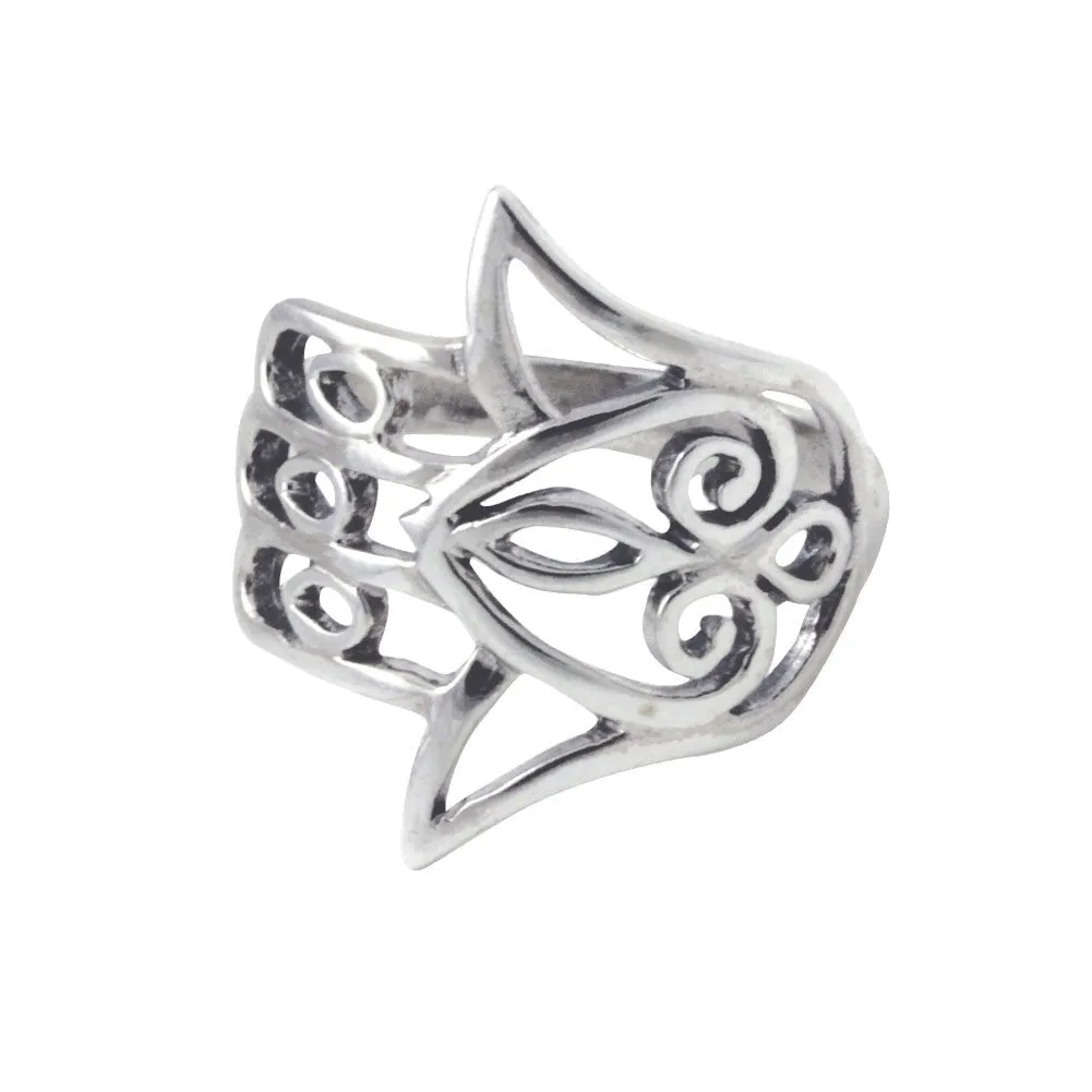 Sterling Silver Hamsa Hand Ring