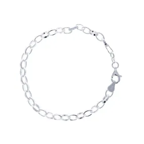 Sterling Silver Oval Rolo Charm Bracelet