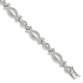 Sterling Silver Polish Cubic Zirconia Bracelet