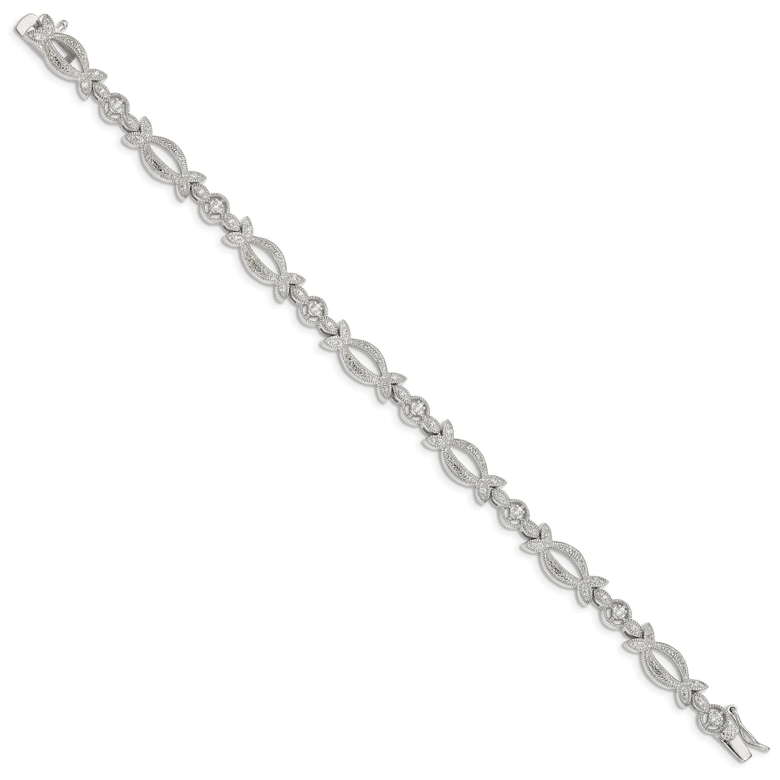 Sterling Silver Polish Cubic Zirconia Bracelet