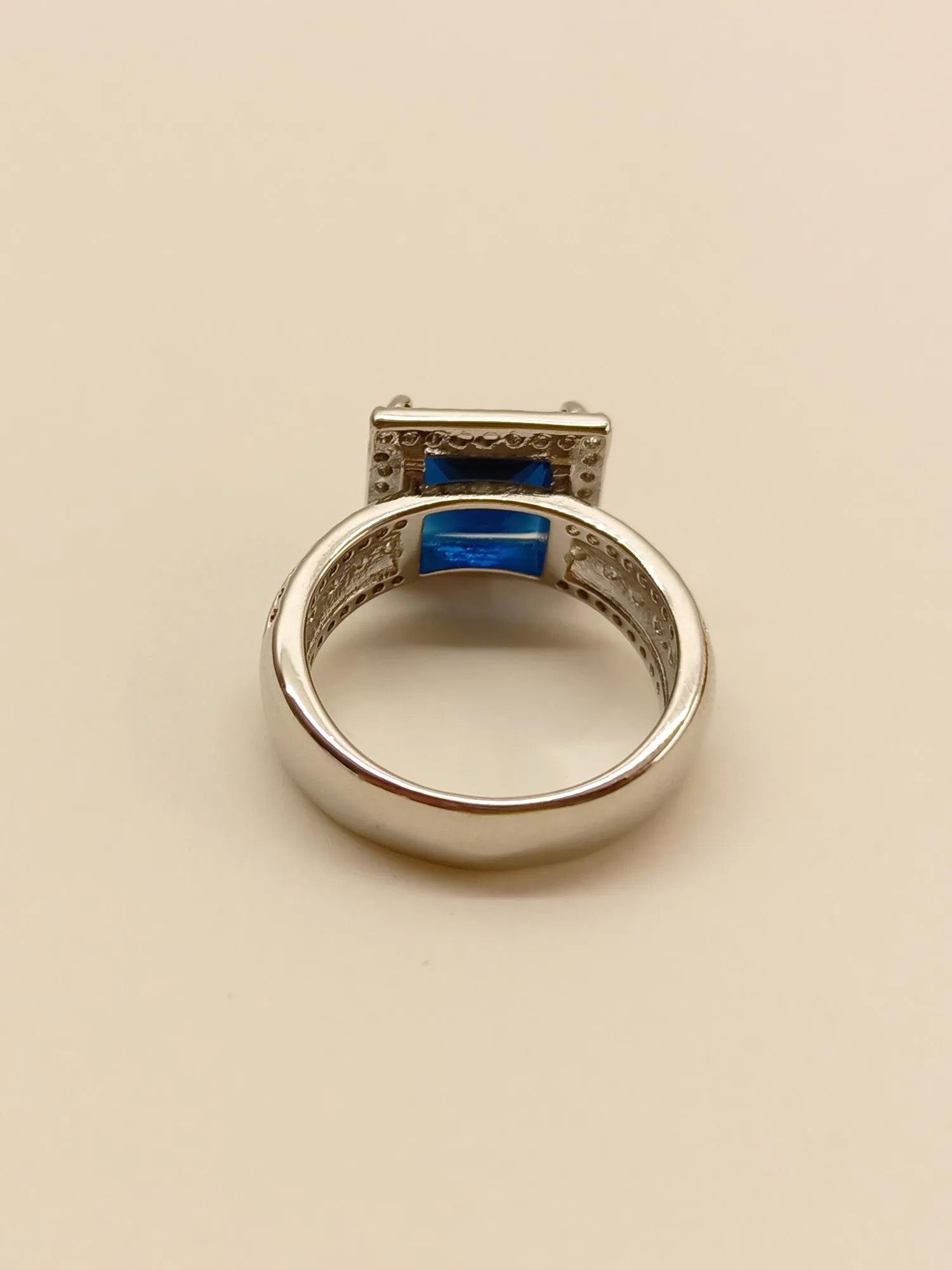 Sufiana Navy Blue American Diamond Finger Ring