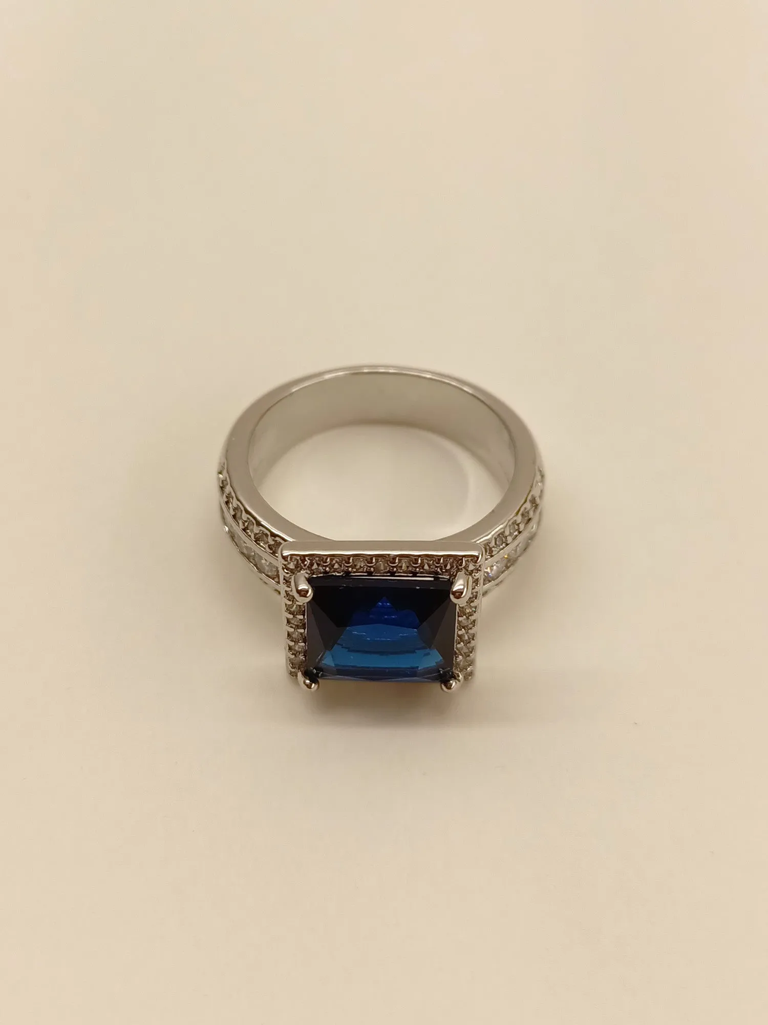 Sufiana Navy Blue American Diamond Finger Ring