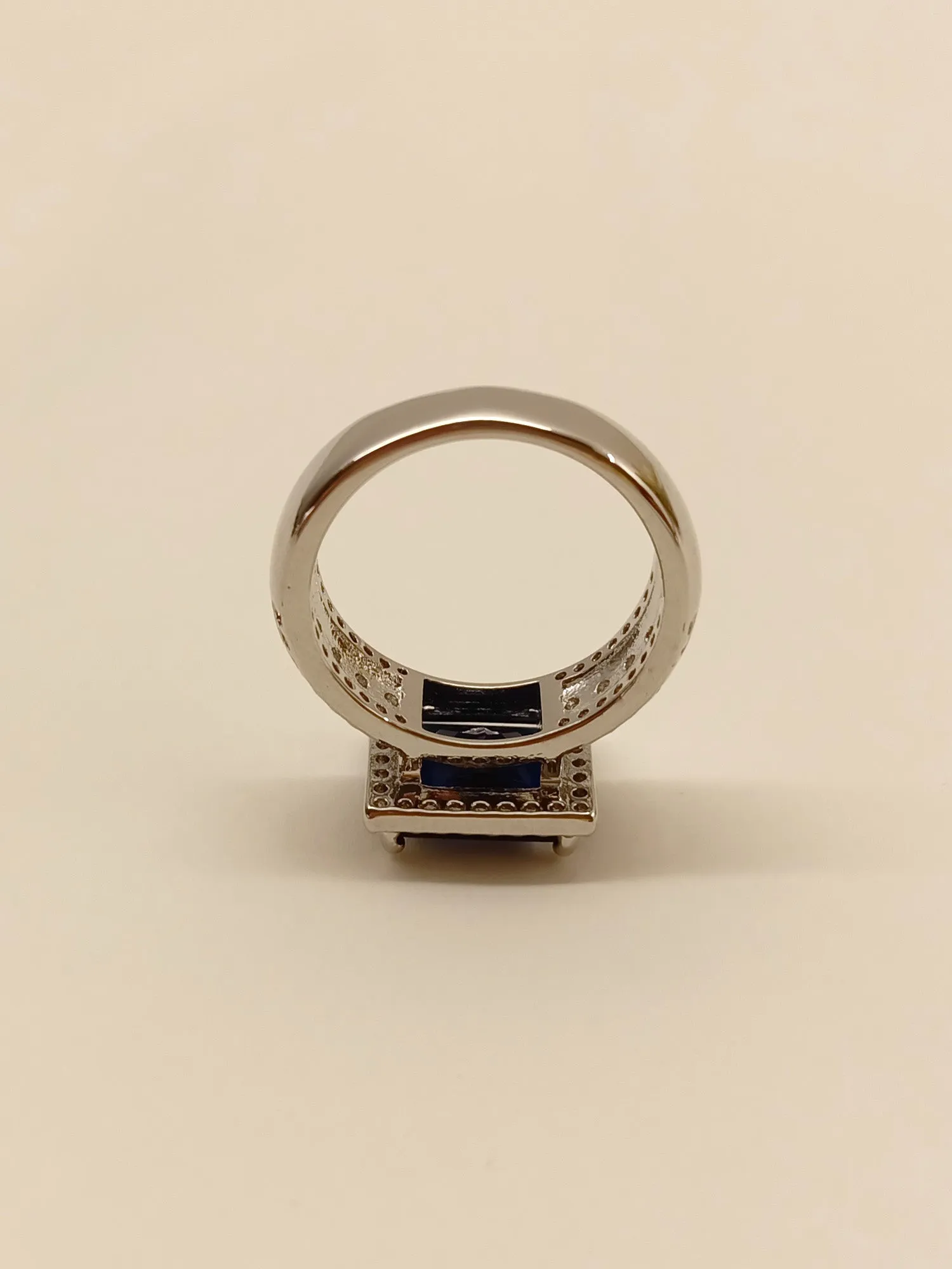 Sufiana Navy Blue American Diamond Finger Ring