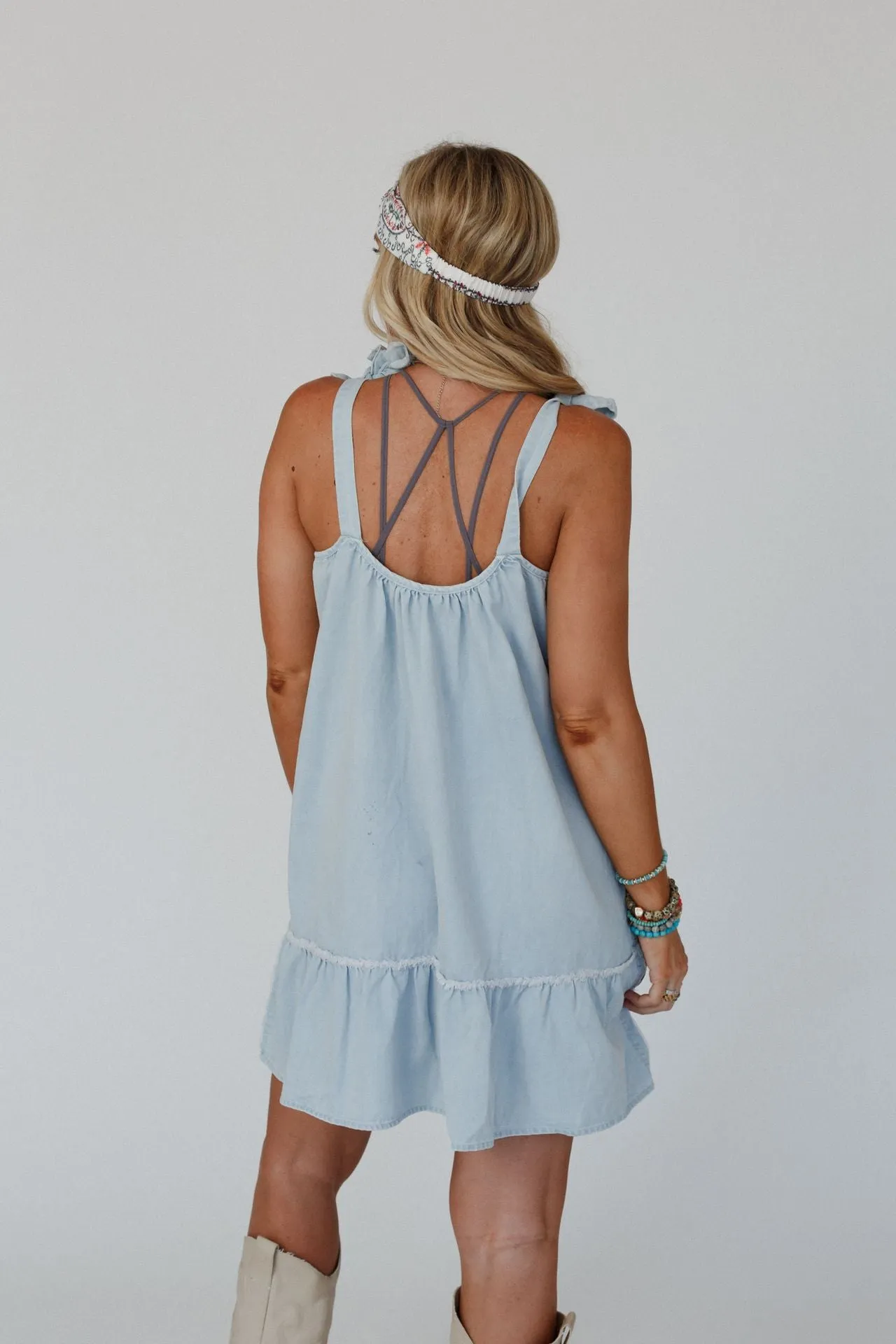 Swing Of Things Denim Dress - Light Denim