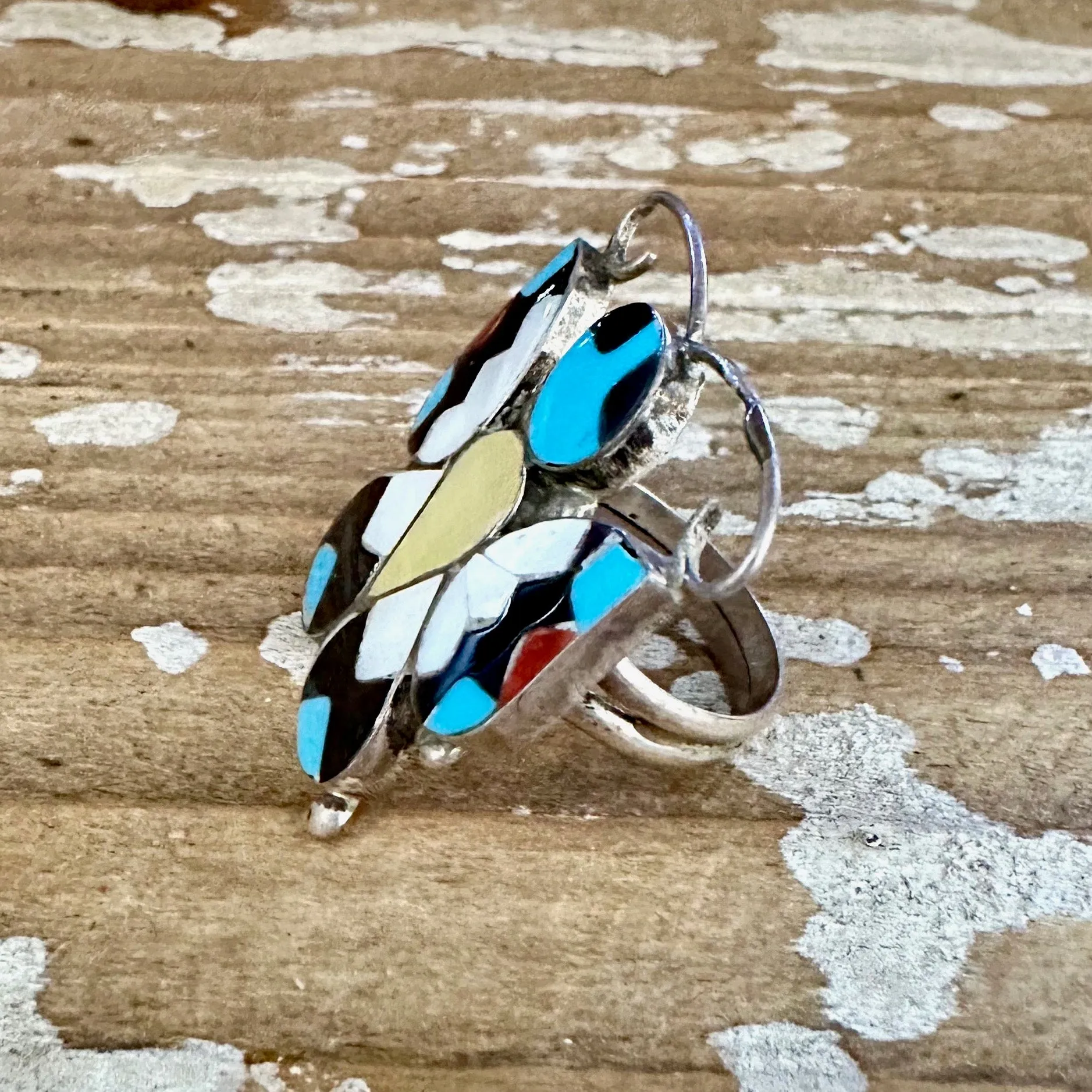 TAKING FLIGHT Allison Dishta Inlay Butterfly Zuni Ring • Size 5 & 9