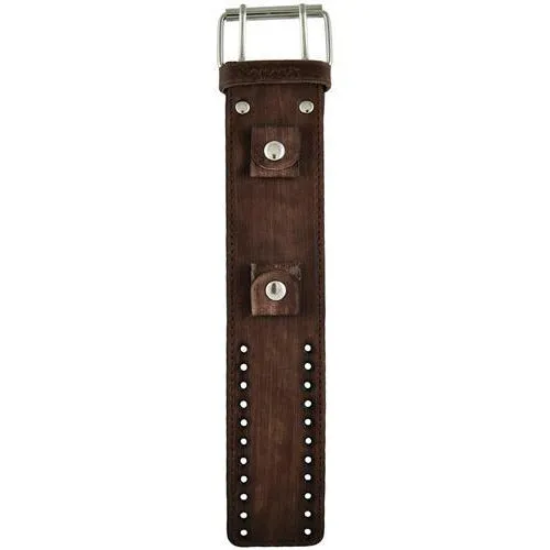 Teardrop Silver Watch with Distressed Brown Leather Wide Cuff