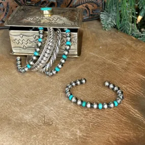 The Sterling Silver Pearl & Turquoise Cuff