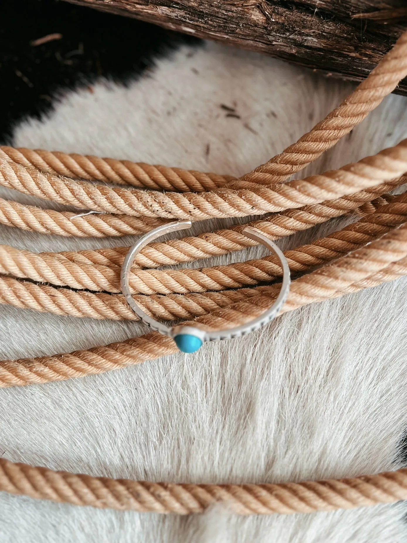 Thin Cuff Bracelet With Small Round Turquoise Stone