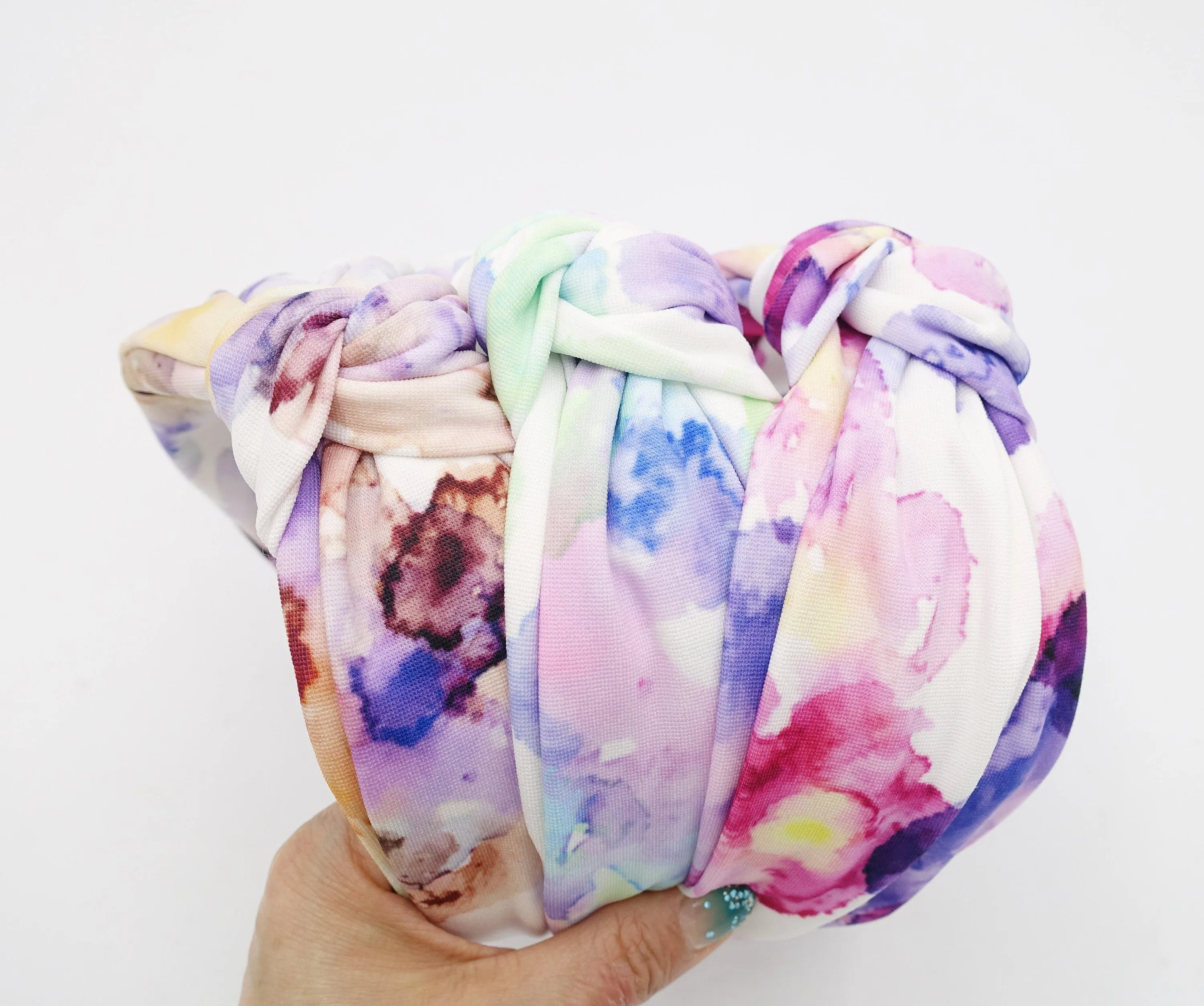 tie dye pattern top knot headband color gradation hairband woman hair accessory