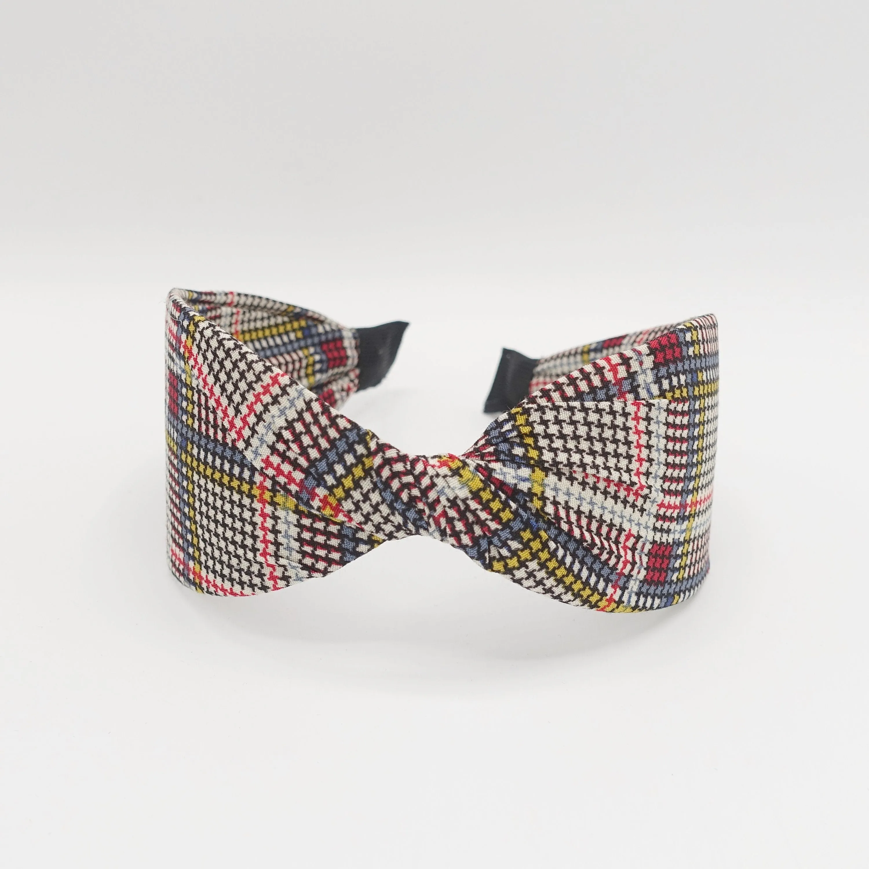 tiny houndstooth headband plaid check twist hairband for women