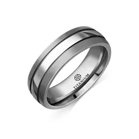 Titanium Grooved Domed Court Ring