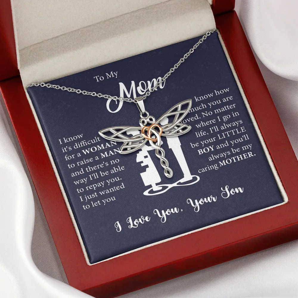 To My Mom Necklace I know it's difficult for a Woman raise a Man Love Knot Necklace Love, Son