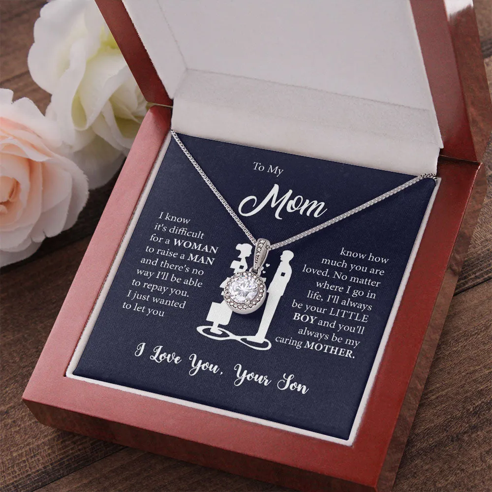 To My Mom Necklace I know it's difficult for a Woman raise a Man Love Knot Necklace Love, Son